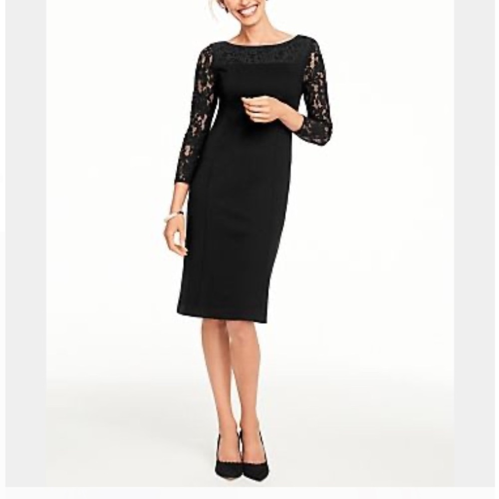 Talbots Black Lace Dress Small Petite